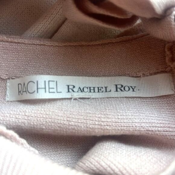 RACHEL Rachel Roy Sweater Womens Medium Beige Viscose Knit Bell Sleeve Bow Back - Picture 9 of 11